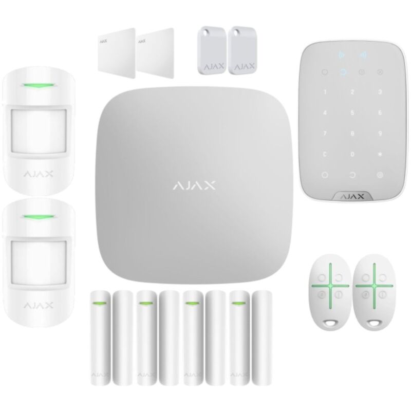 foto del prodotto ajax kit 14 pezzi hub 2 plus motion door protect spacecontrol pass tag keypad