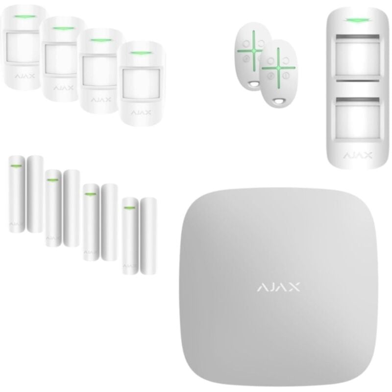 foto del prodotto ajax kit allarme wifi hub 2 plus 12 pezzi bianco