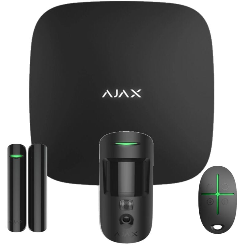 foto del prodotto ajax starter kit hub 2 plus motioncam doorprotect spacecontrol nero