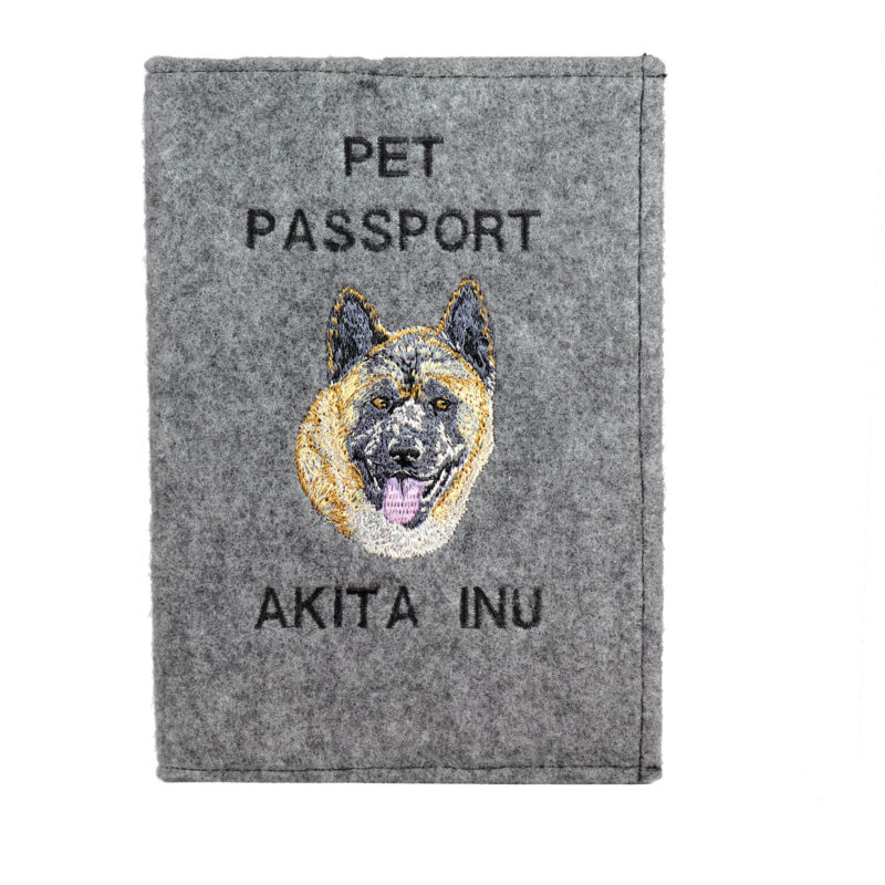 foto del prodotto akita, akita inu portapassaporto per cani, portadocumenti, regalo per viaggiatori di art dog