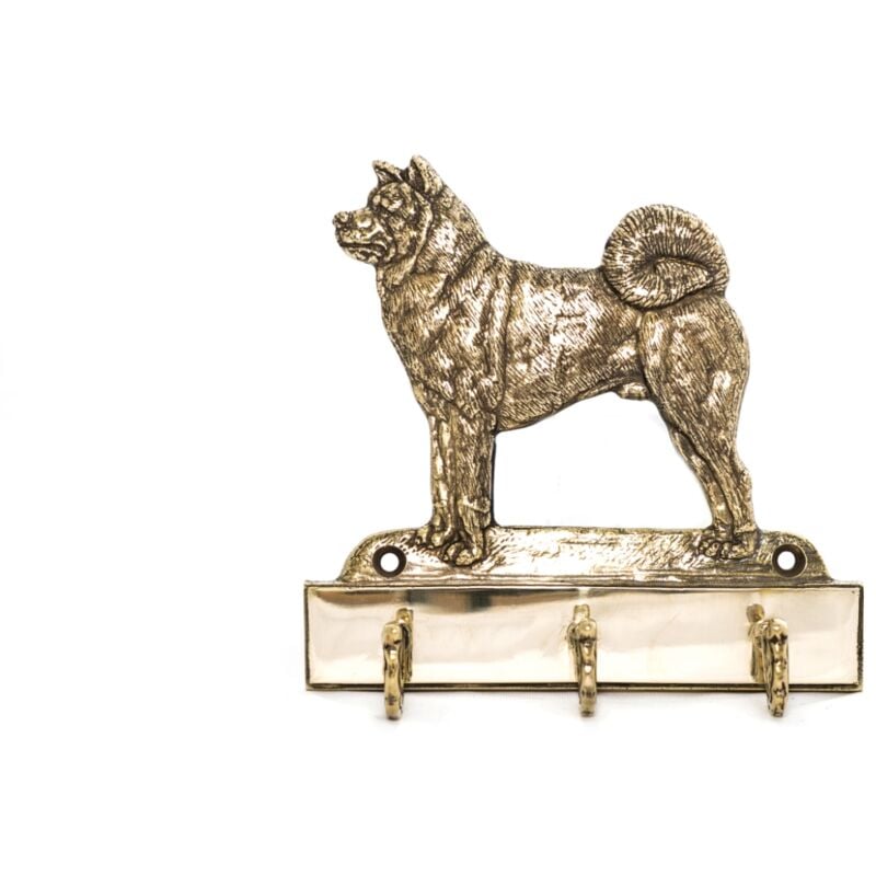 foto del prodotto akita, akita inu - un portachiavi con un cane, un supporto in ottone per accessori per cani, un'elegante decorazione per il corridoio di art-dog