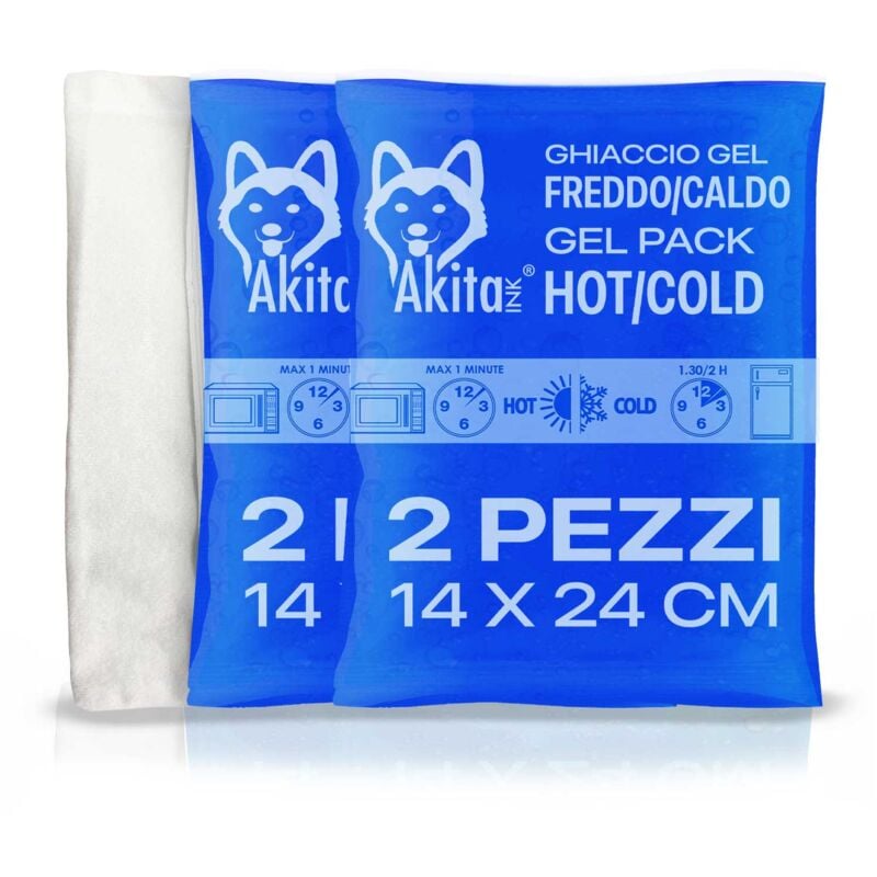 foto del prodotto akitaink kit ghiaccio gel riutilizzabile caldo freddo con sacca, made in italy 2 grandi
