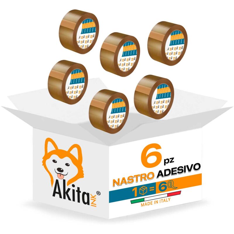 foto del prodotto akitaink nastro adesivo avana 50x66 mt silenzioso 6 pezzi