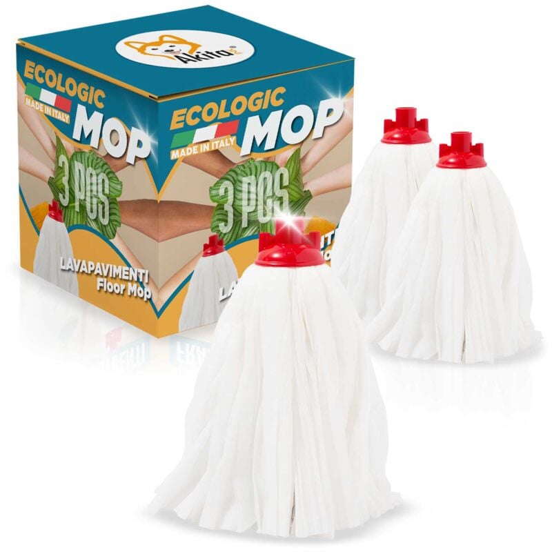 foto del prodotto akitaink set 3 pezzi lavapavimenti in microfibra pulizia profonda assorbenza mop ecologic