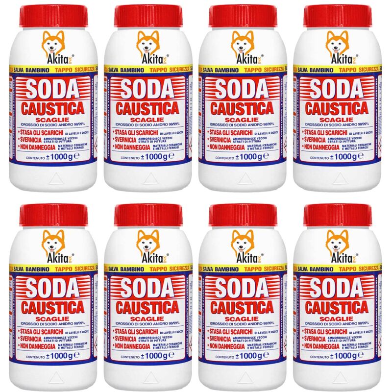 foto del prodotto akitaink soda caustica 8 kg 8 pz scaglie industriali, sgrassante, sturante