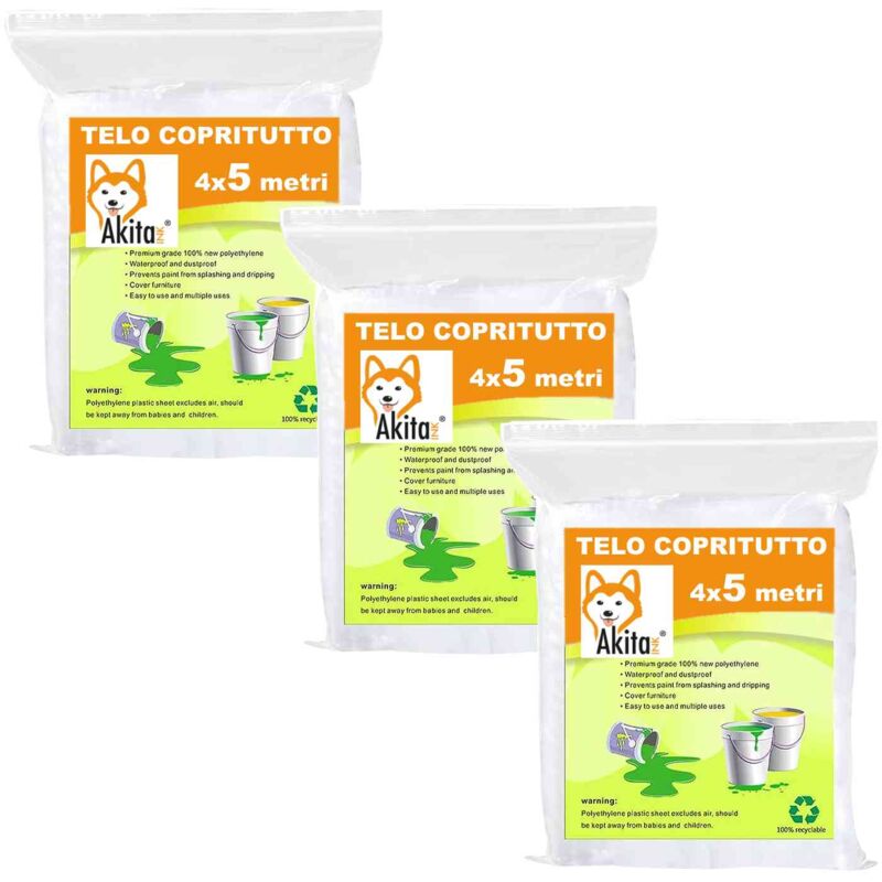 foto del prodotto akitaink telo copritutto, 3 pz telo protettivo 4x5m multiuso imbiancatura