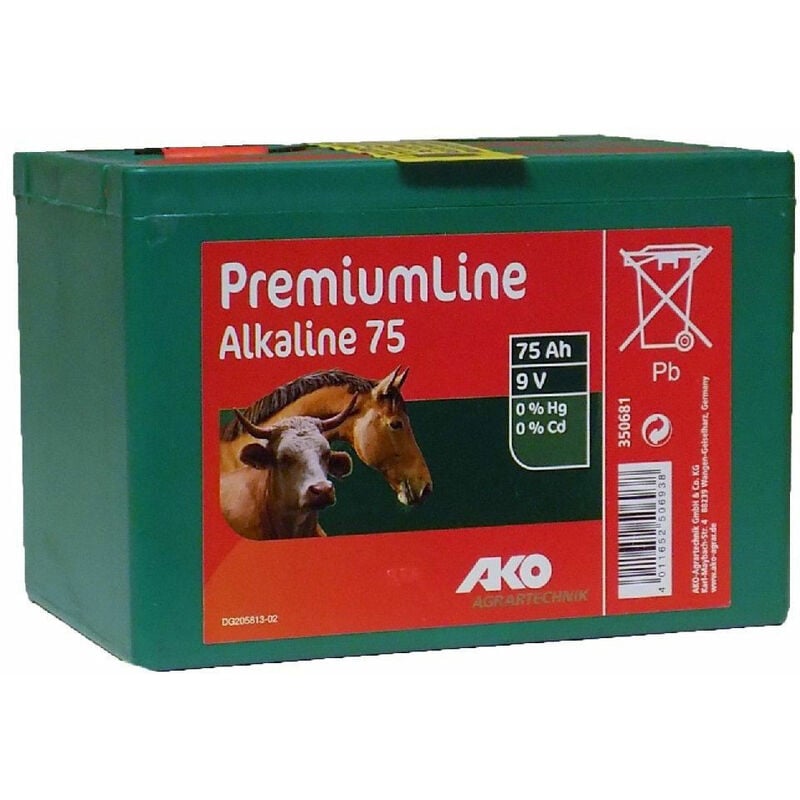 foto del prodotto ako agrartechnik batteria alcalina ako premium line per pastore elettrico 75 ah 9v