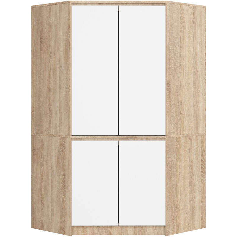 foto del prodotto akord armadio ad angolo s100 sonoma quercia 100 cm 4 ante inserto frontale bianco 100x50x180 cm