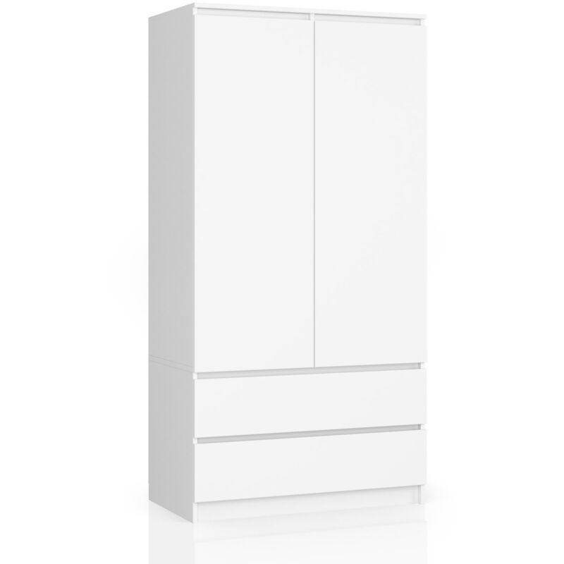 foto del prodotto akord armadio s90 bianca 90 cm 2 ante 2 cassetti 90x51x180 cm