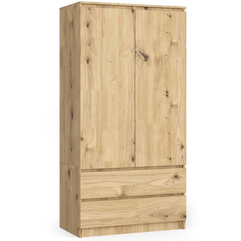 foto del prodotto akord armadio s90 quercia artisan 90 cm 2 ante 2 cassetti 90x51x180 cm
