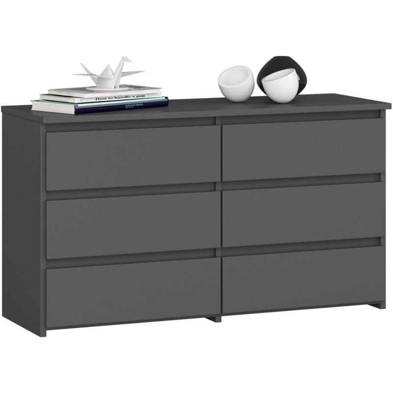 foto del prodotto akord cassettiera cl100 compatta grigia grafite 100 cm 6 cassetti 100x35x57 cm