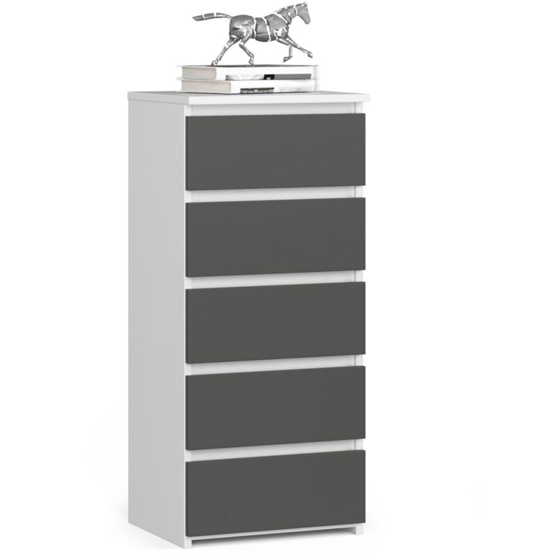 foto del prodotto akord cassettiera cl5 cassettiera bianca 40 cm 5 cassetti inserto frontale grigio grafite 40x35x92 cm