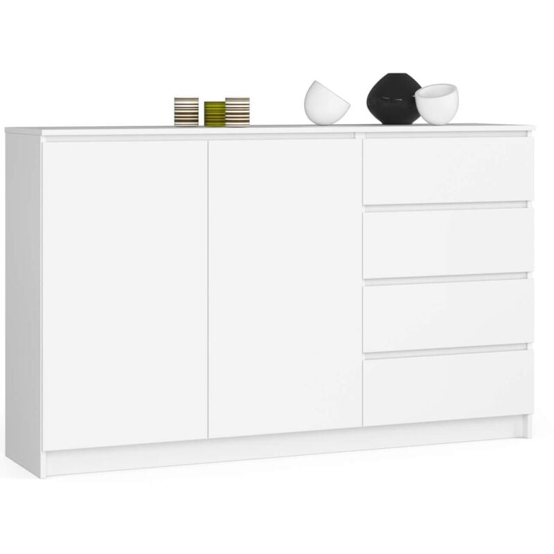 foto del prodotto akord cassettiera k013 cassettiera bianca 160 cm 2 ante 4 cassetti 160x40x99 cm