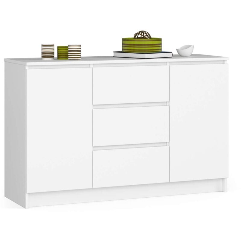 foto del prodotto akord cassettiera k016 cassettiera bianca 120 cm 2 ante 3 cassetti 120x40x77 cm