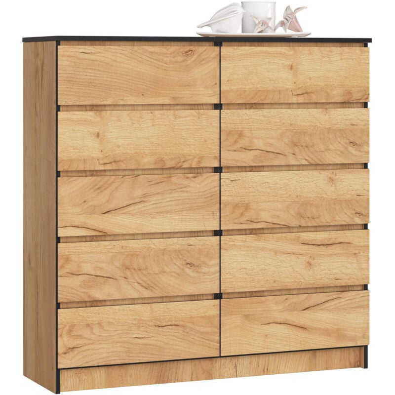 foto del prodotto akord cassettiera k120 quercia craft 120 cm 10 cassetti 120x40x121 cm