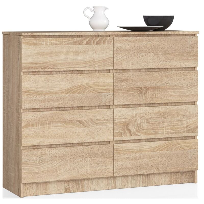 foto del prodotto akord cassettiera k120 sonoma quercia 120 cm 8 cassetti 120x40x99 cm