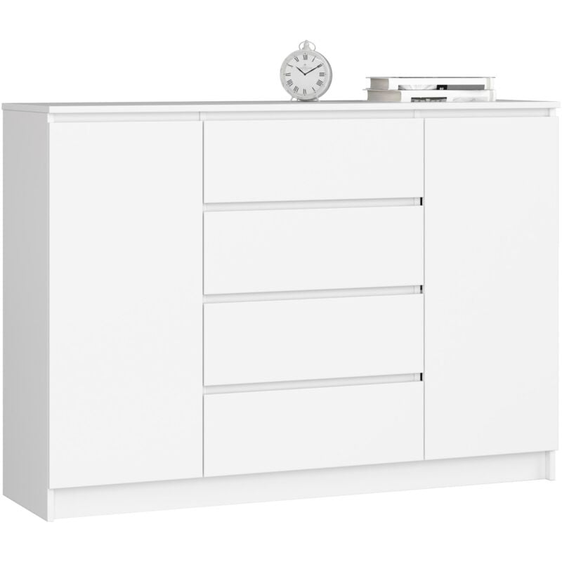 foto del prodotto akord cassettiera k140 bianca 138 cm 2 ante 4 cassetti 138x40x99 cm