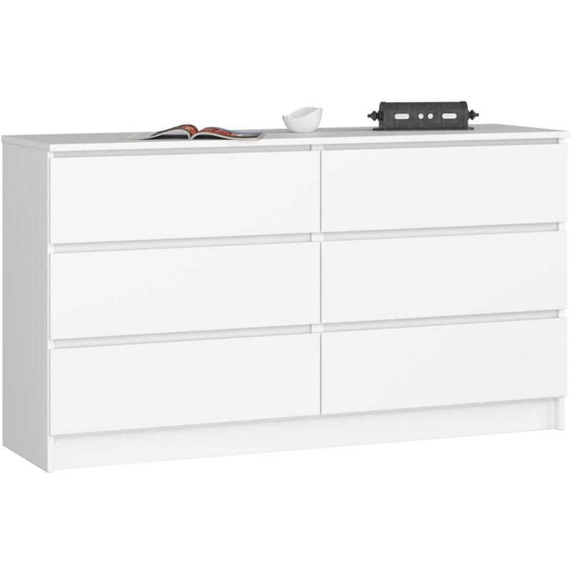 foto del prodotto akord cassettiera k140 bianca 138 cm 6 cassetti 138x40x77 cm