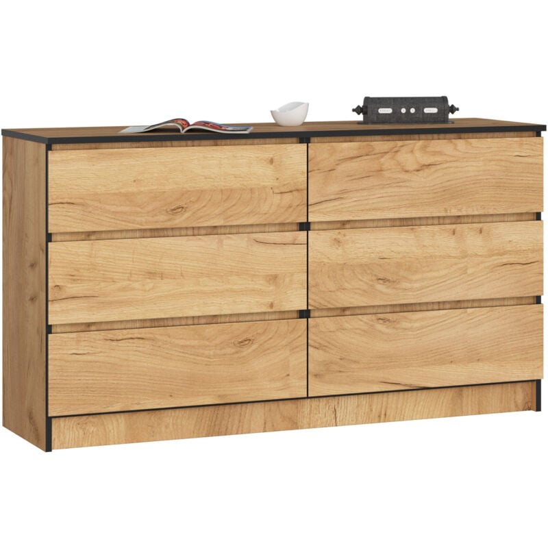 foto del prodotto akord cassettiera k140 quercia craft 138 cm 6 cassetti 138x40x77 cm