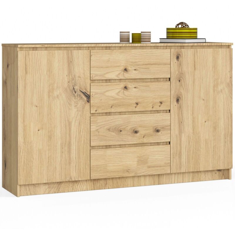 foto del prodotto akord cassettiera k160 quercia artisan 160 cm 2 ante 4 cassetti 160x40x99 cm