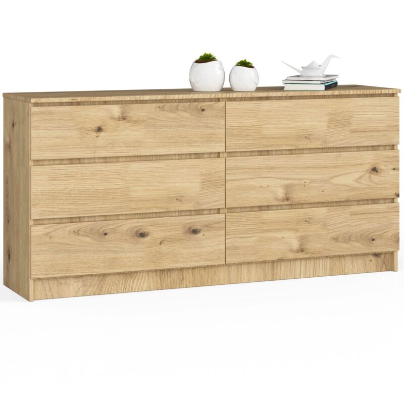 foto del prodotto akord cassettiera k160 quercia artisan 160 cm 6 cassetti 160x40x77 cm