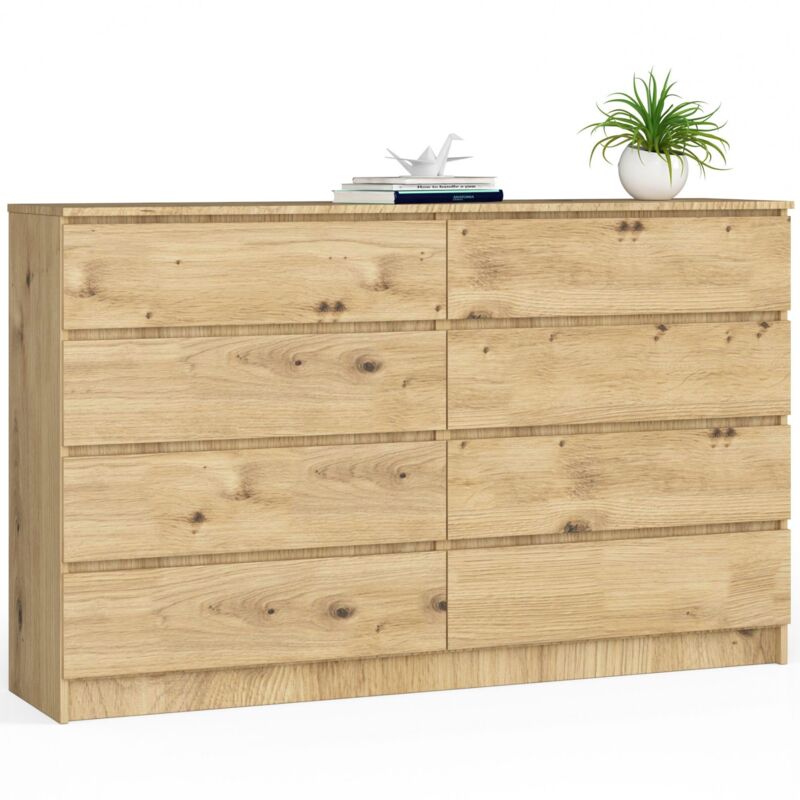 foto del prodotto akord - cassettiera k160 quercia artisan 160 cm 8 cassetti 160x40x99 cm