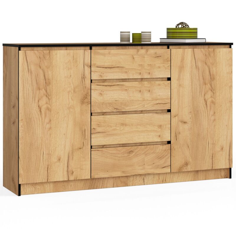 foto del prodotto akord cassettiera k160 quercia craft 160 cm 2 ante 4 cassetti 160x40x99 cm