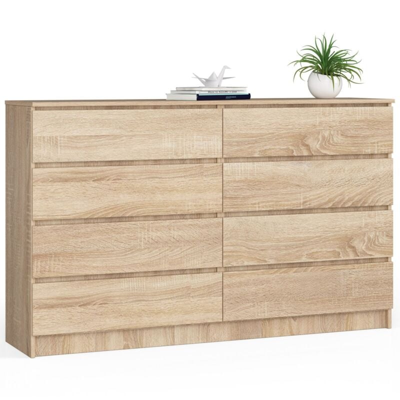 foto del prodotto akord cassettiera k160 sonoma quercia 160 cm 8 cassetti 160x40x99 cm