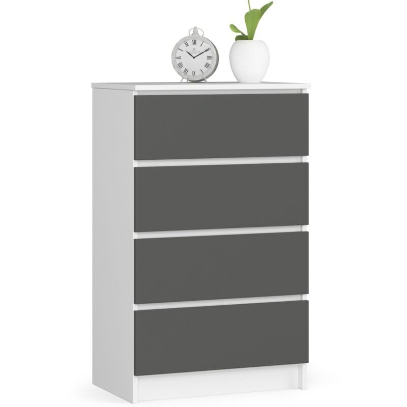 foto del prodotto akord cassettiera k60 cassettiera bianca 60 cm 4 cassetti inserto frontale grigio grafite 60x40x99 cm