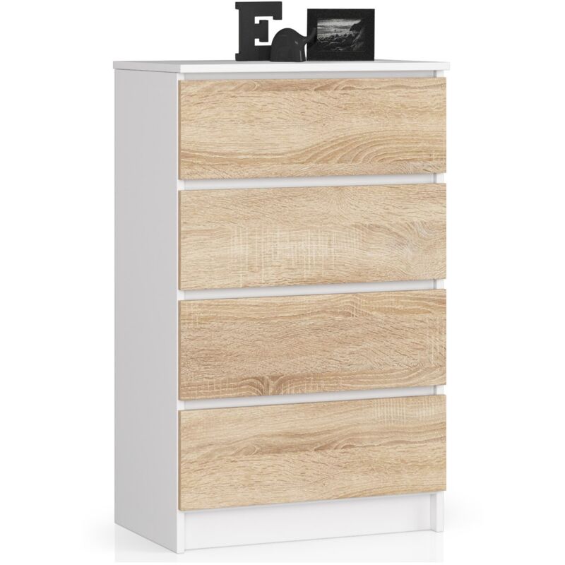 foto del prodotto akord cassettiera k60 cassettiera bianca 60 cm 4 cassetti inserto frontale sonoma quercia 60x40x99 cm