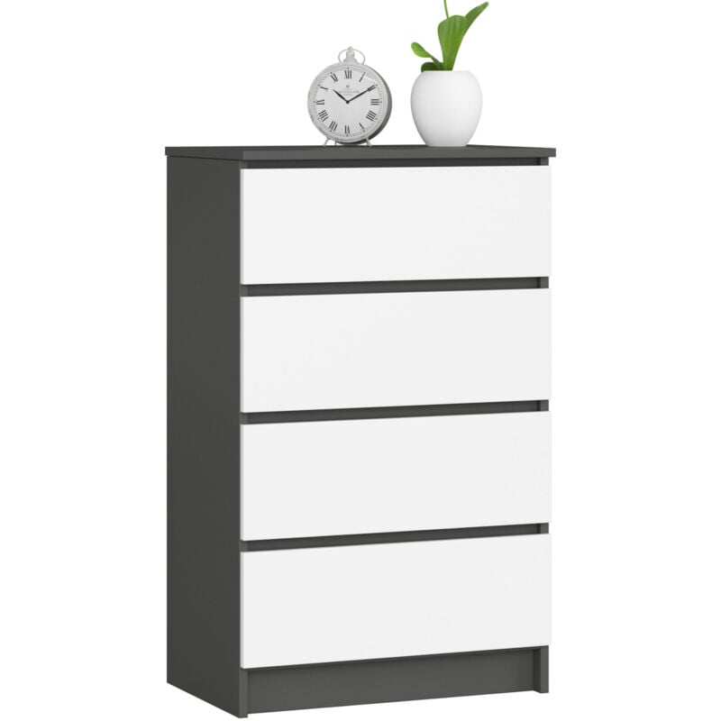 foto del prodotto akord cassettiera k60 cassettiera grigia grafite 60 cm 4 cassetti inserto frontale bianco 60x40x99 cm