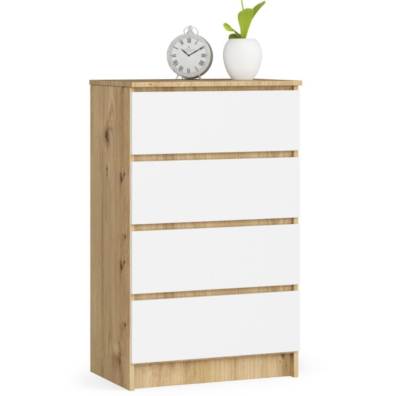foto del prodotto akord cassettiera k60 cassettiera quercia artisan 60 cm 4 cassetti inserto frontale bianco 60x40x99 cm