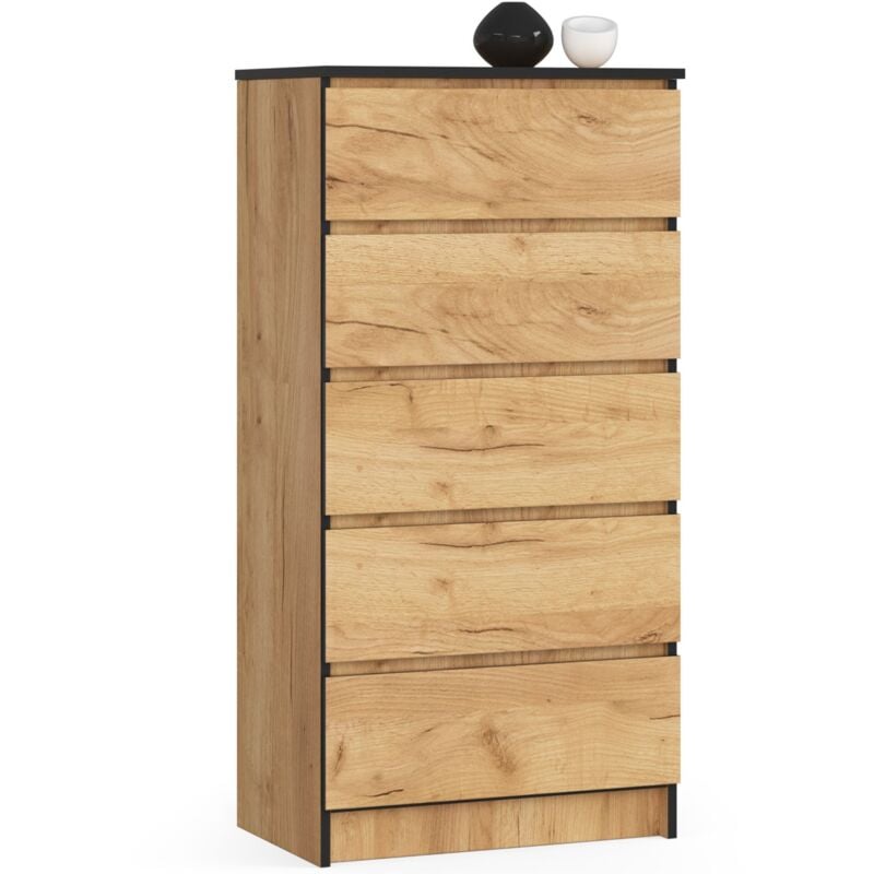 foto del prodotto akord cassettiera k60 cassettiera quercia craft 60 cm 5 cassetti 60x40x121 cm