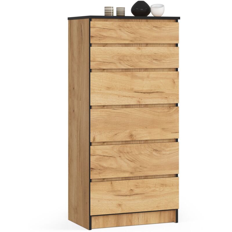 foto del prodotto akord cassettiera k60 cassettiera quercia craft 60 cm 6 cassetti 60x40x130 cm