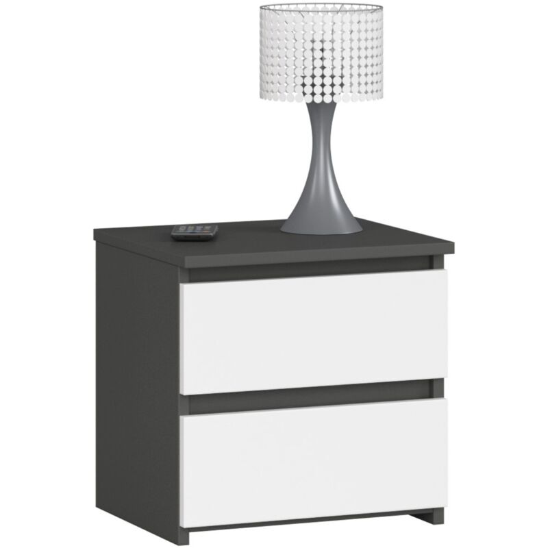 foto del prodotto akord comodino cl2 grigia grafite 40 cm 2 cassetti inserto frontale bianco 40x35x40 cm