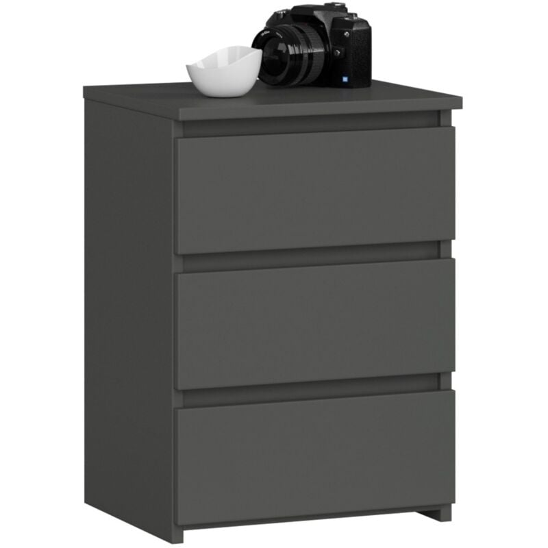 foto del prodotto akord comodino cl3 grigia grafite 40 cm 3 cassetti 40x35x57 cm