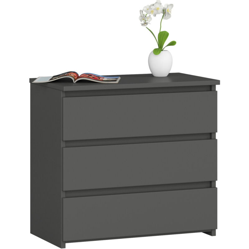 foto del prodotto akord comodino cl3 grigia grafite 60 cm 3 cassetti 60x35x57 cm