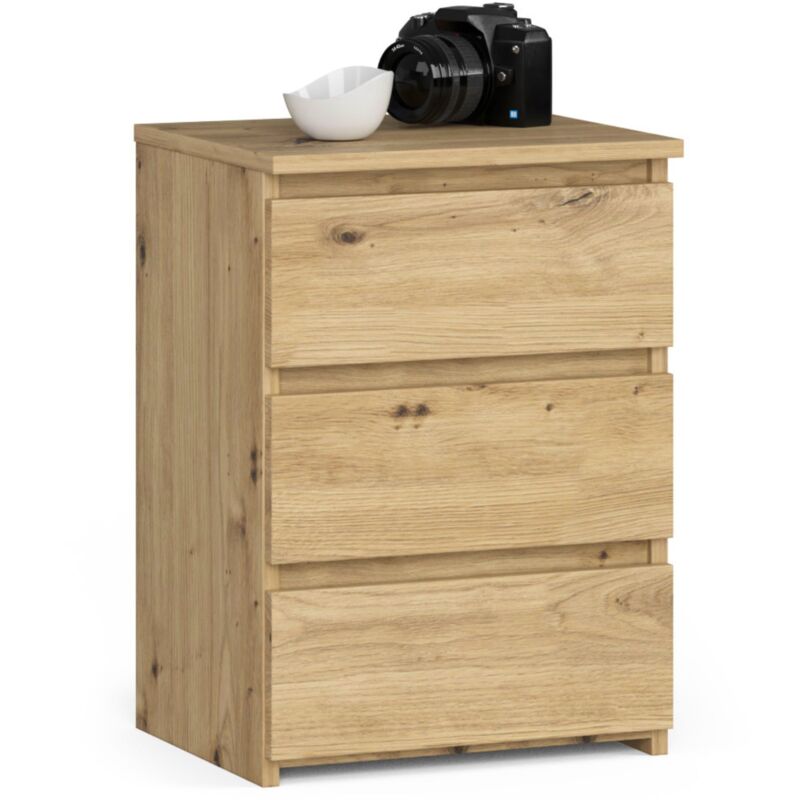 foto del prodotto akord comodino cl3 quercia artisan 40 cm 3 cassetti 40x35x57 cm