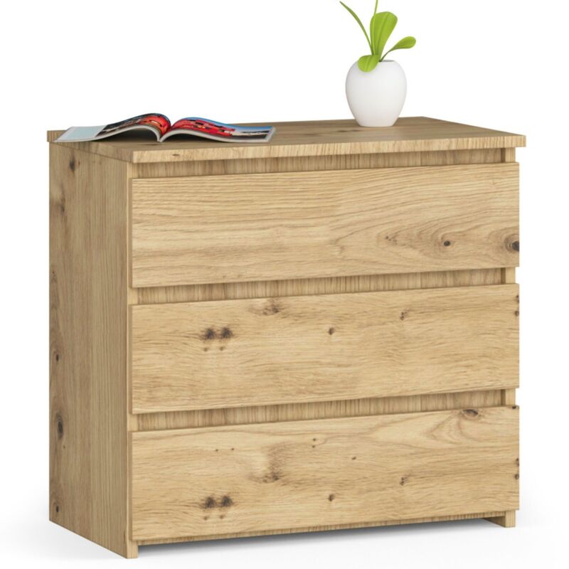 foto del prodotto akord comodino cl3 quercia artisan 60 cm 3 cassetti 60x35x57 cm