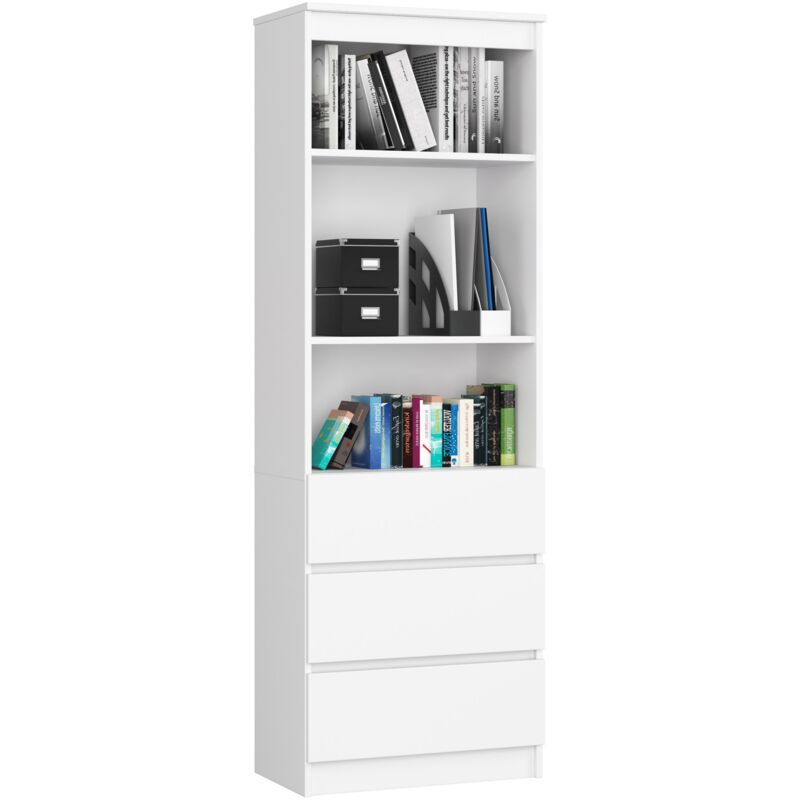 foto del prodotto akord libreria r60 bianco 60 cm 3 cassetti 60x35x180 cm