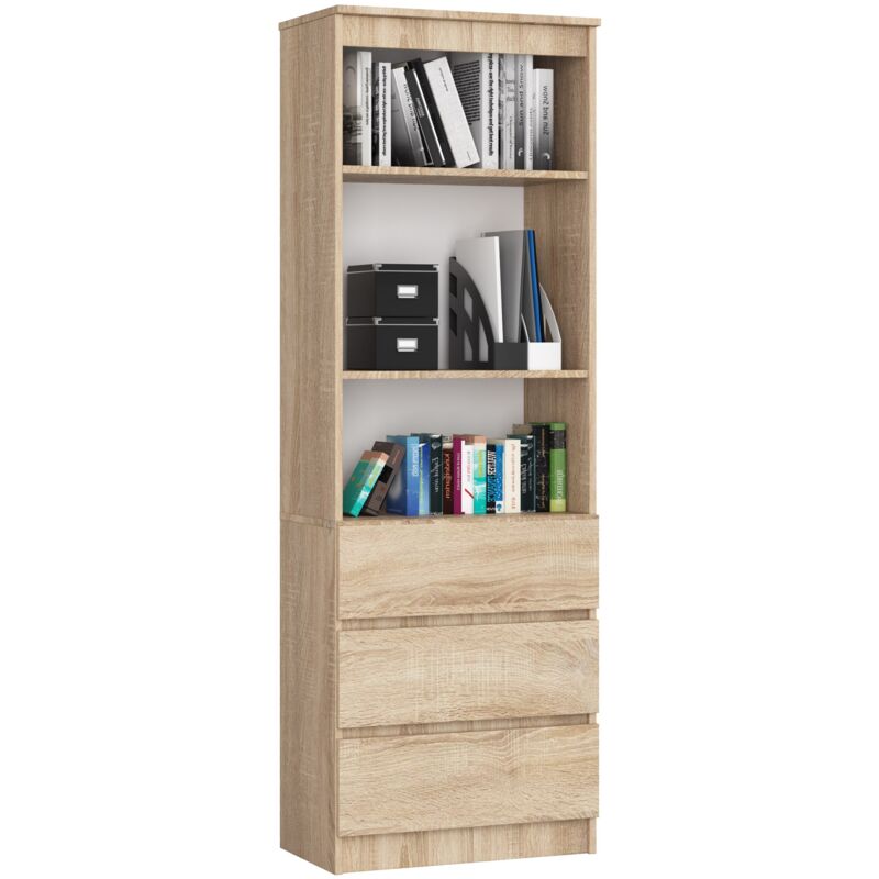 foto del prodotto akord libreria r60 sonoma quercia 60 cm 3 cassetti 60x35x180 cm