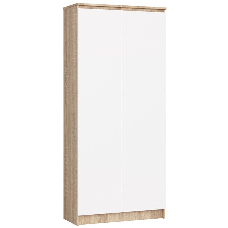 foto del prodotto akord libreria r80 sonoma quercia, bianco 80 cm 2 ante 80x35x180 cm