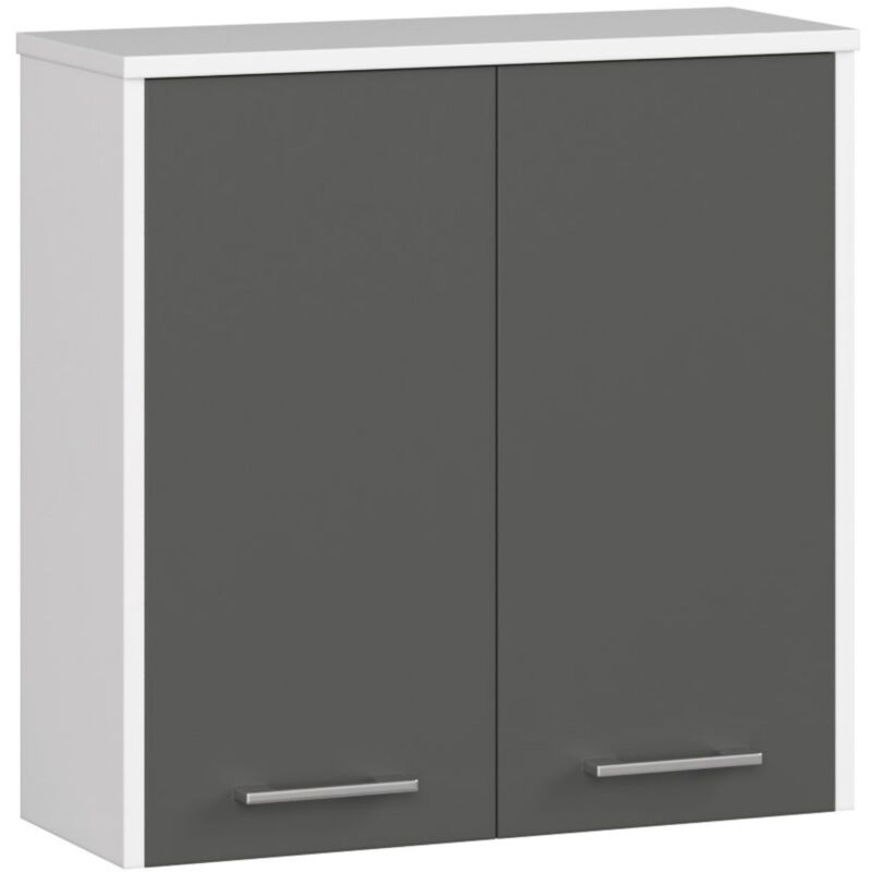 foto del prodotto akord mobile bagno sospeso fin bianca 60 cm 2 ante inserto frontale grigio grafite 60x22,5x60 cm