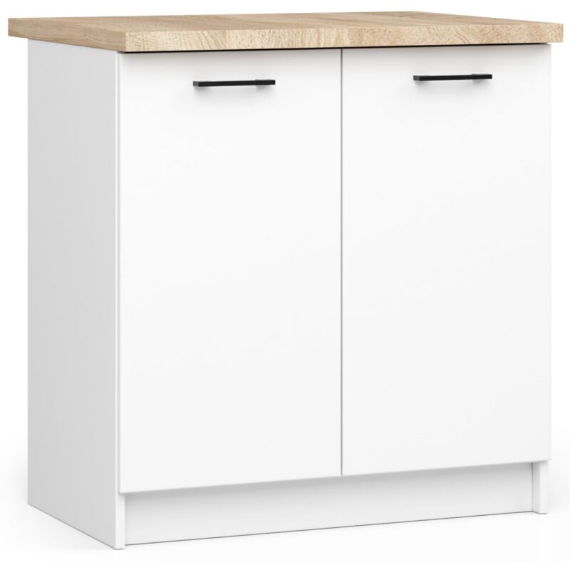 foto del prodotto akord mobile cucina modulare con piano di lavoro oliwia bianco 80 cm 2 ante 80x46x85 cm