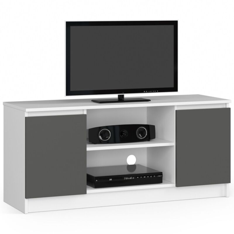 foto del prodotto akord mobile tv bianco 120 cm 2 ante inserto frontale grigio grafite 120x40x55 cm