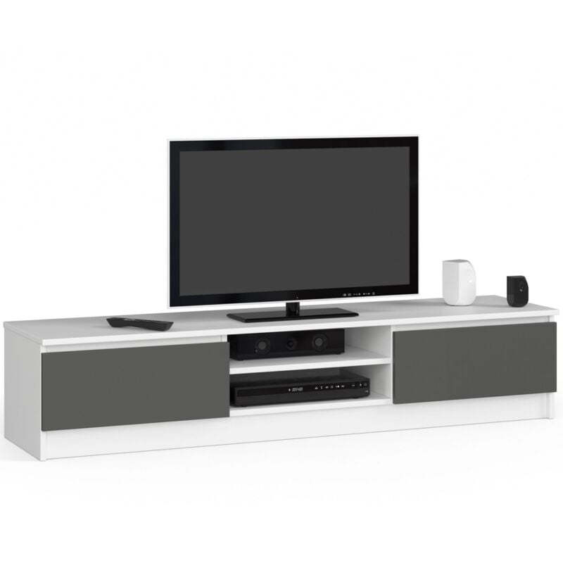 foto del prodotto akord mobile tv bianco 160 cm 2 ante inserto frontale grigio grafite 160x40x33 cm