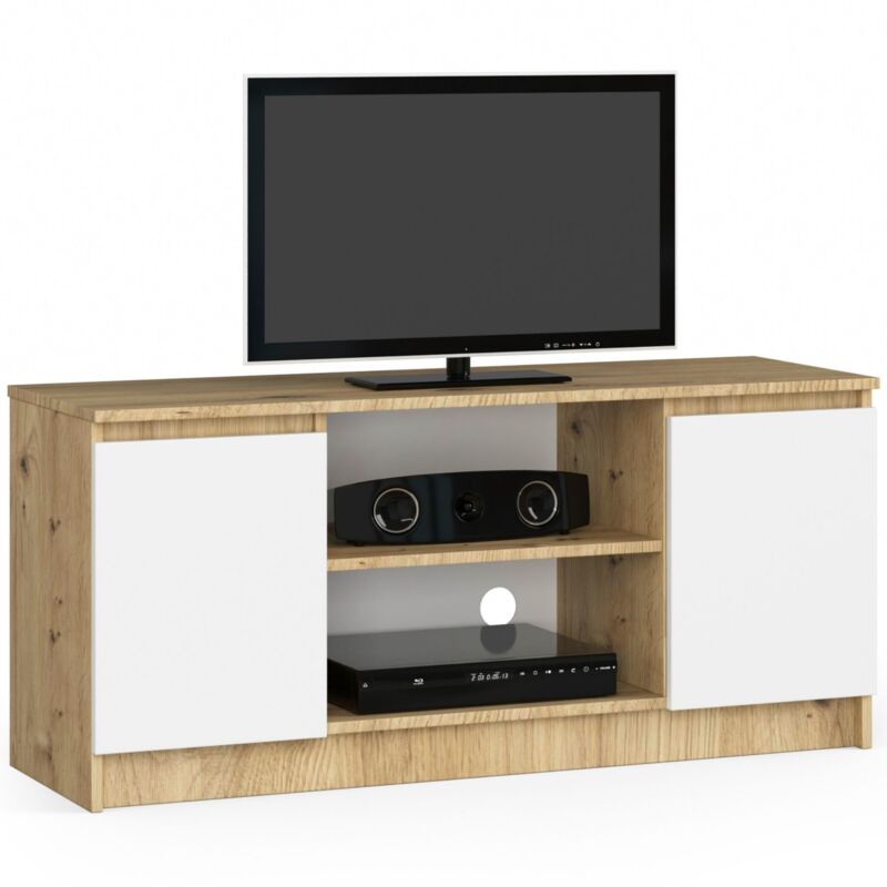 foto del prodotto akord mobile tv quercia artisan 120 cm 2 ante inserto frontale bianco 120x40x55 cm