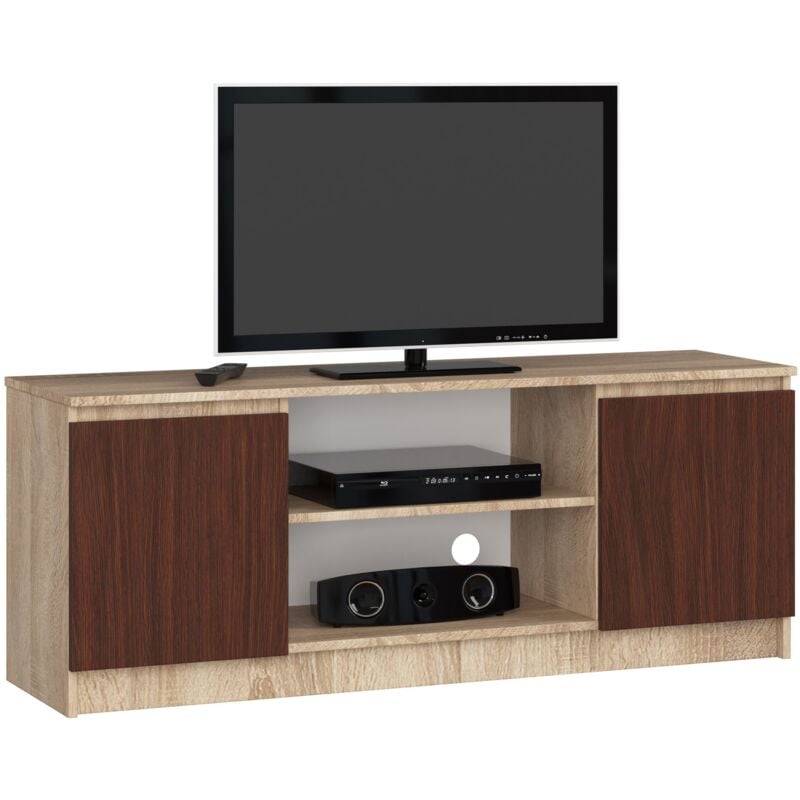 foto del prodotto akord mobile tv sonoma quercia 140 cm 2 ante inserto frontale weng 140x40x55 cm