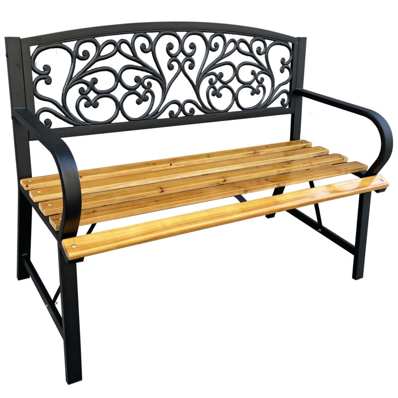 foto del prodotto akord panchina da giardino nera nerina con legno laccato e gambe in ghisa larghezza 118 cm
