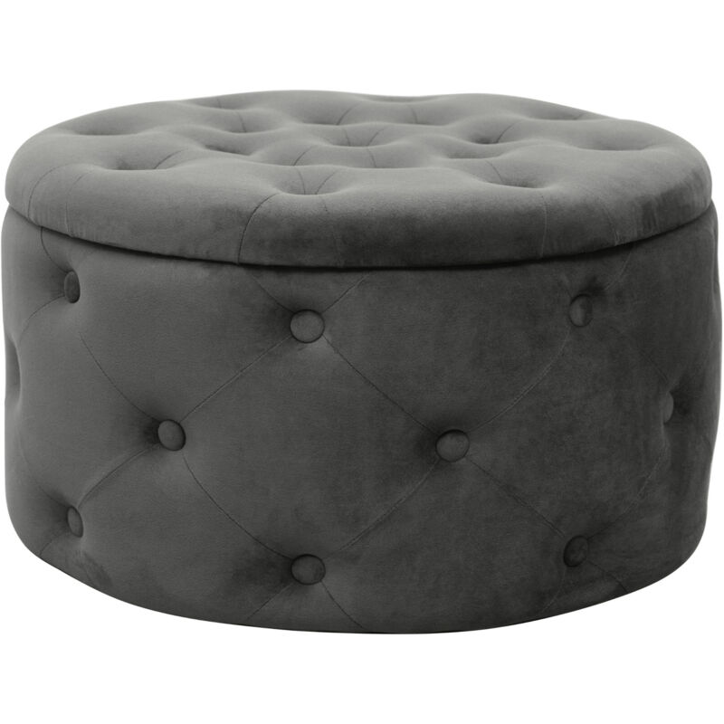 foto del prodotto akord pouf a scomparto rotonda in velluto trapuntato alia colore grigio